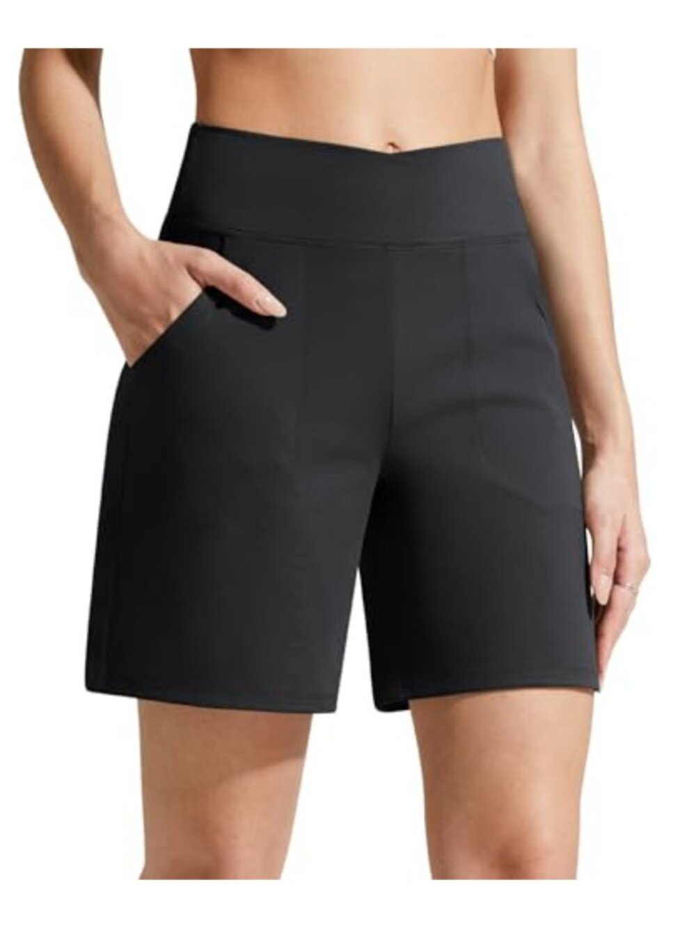 Athletic Yoga Workout Running Shorts High Rise Tummy Control Pockets